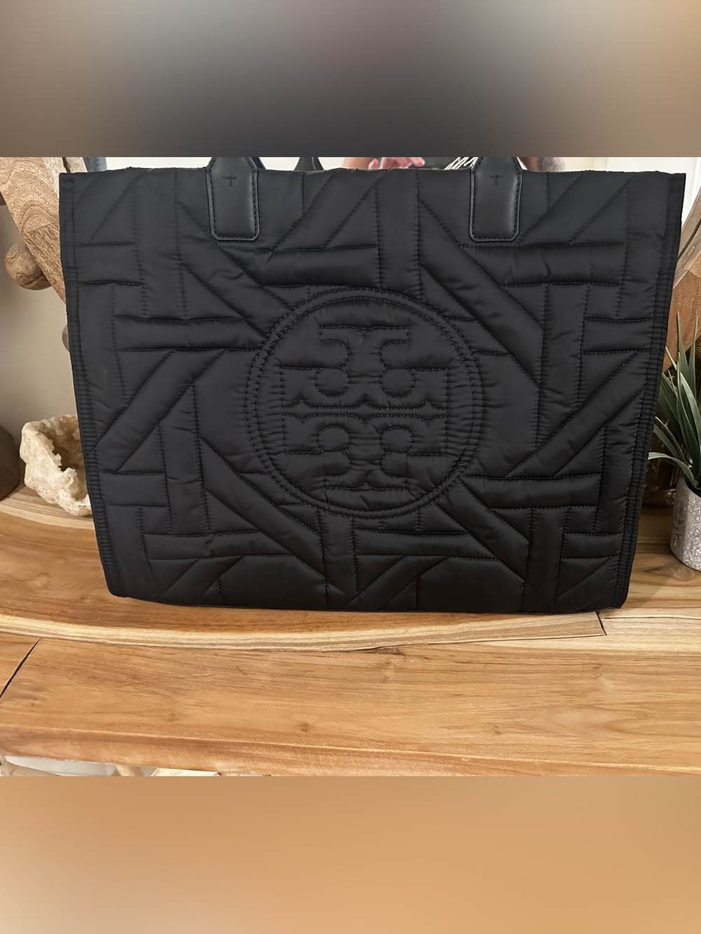 Tory Burch Ella Nylon Basket Weave Tote Large